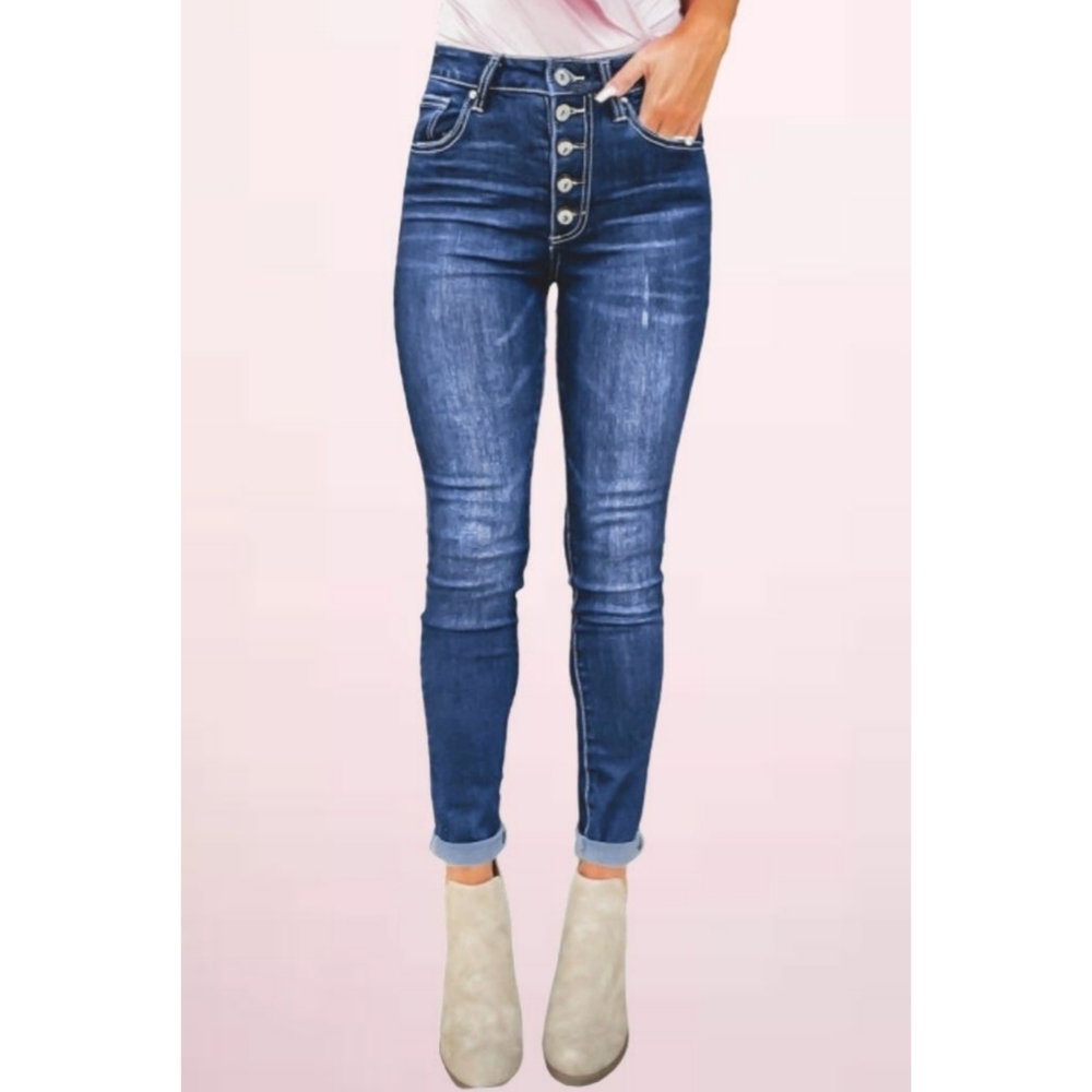 M,L Dark Wash High Rise Skinny Jeans